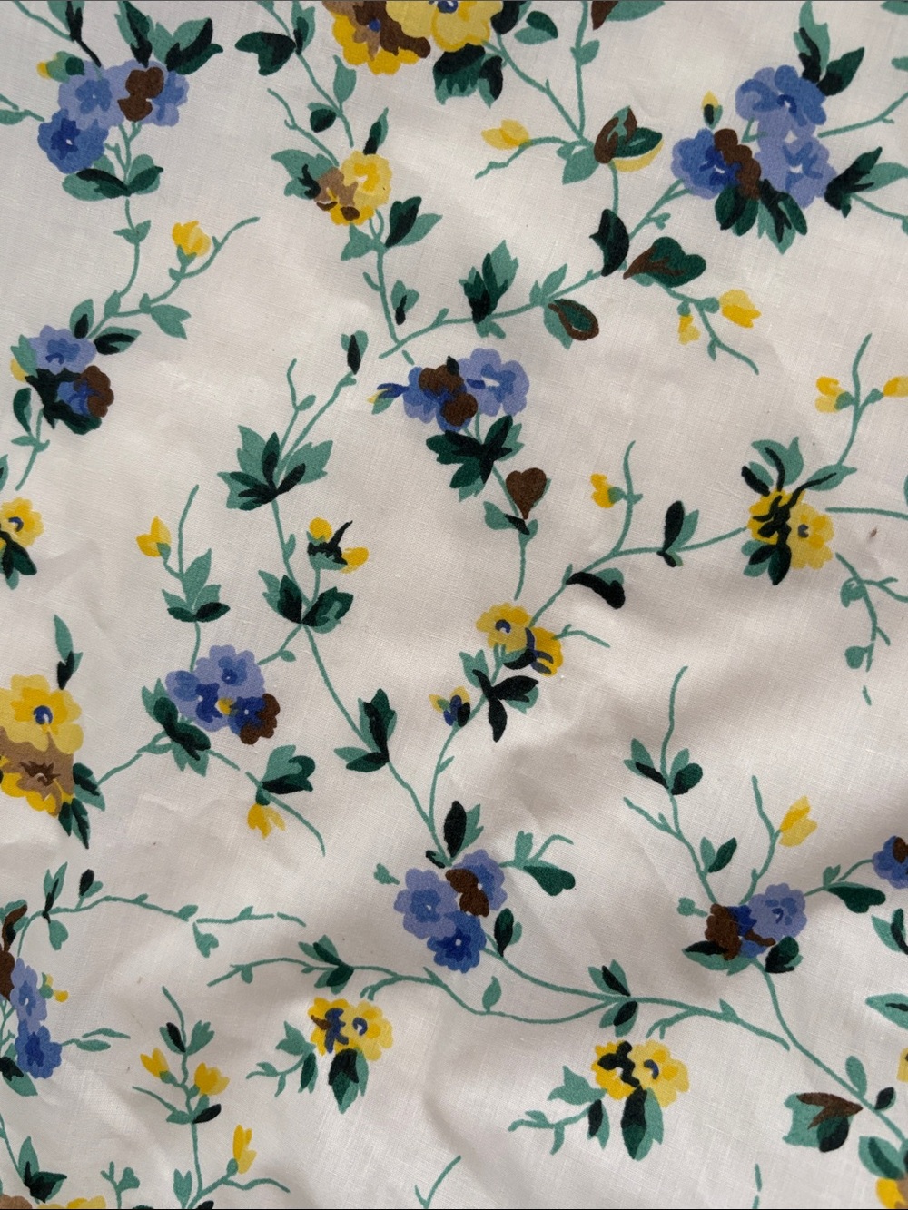 Vintage Laura Ashley Twin Fitted Sheet - Polyanthus Primrose - Blue Yellow